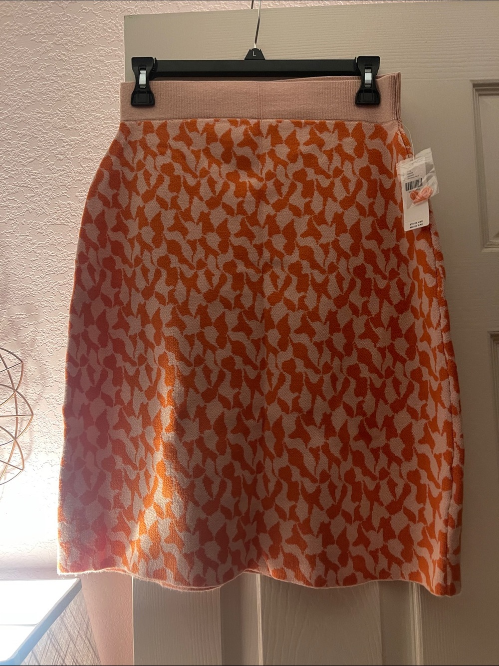 Anthropologie Vibrant Pink and Orange Patterned Skirt